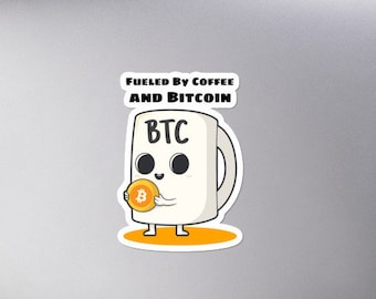 Alimentato da caffè e adesivi Bitcoin / Bubble-free / Crypto Sticker / Laptop Sticker / Window Sticker