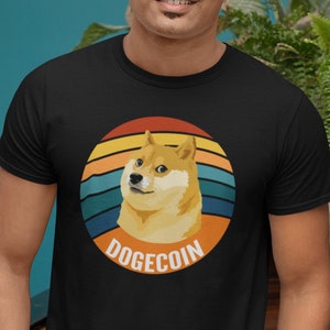 Dogecoin Oval Sunset Shirt | Dogecoin Crypto TShirt | DOGE Cryptocurrency unisex tee
