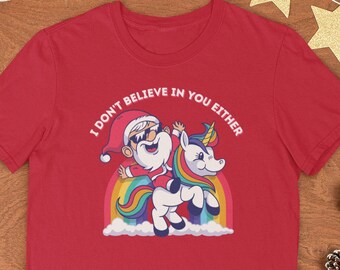 Funny Santa Unicorn Christmas T-Shirt: Holiday Humor