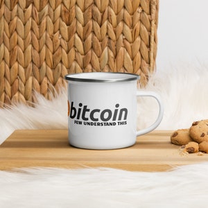 Bitcoin Enamel Mug | Crypto Coffee Mug | Cryptocurrency Cup | BTC Bitcoin Coffee Mug