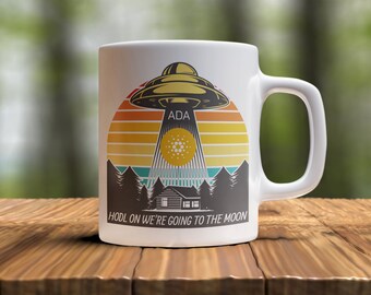 Cardano ADA Mug | HODL on we're going to the moon | Cardano Cryptocurrency Coffee Cup | Crypto Gift