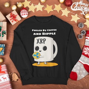 Fueled By Coffee and Ripple Sweatshirt | XRP Cryptocurrency HODL | Unisex Sweater | Crypto Gift