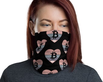 Bitcoin Love Neck Gaiter | Bitcoin Crypto Face Mask | Cryptocurrency Mouth Cover