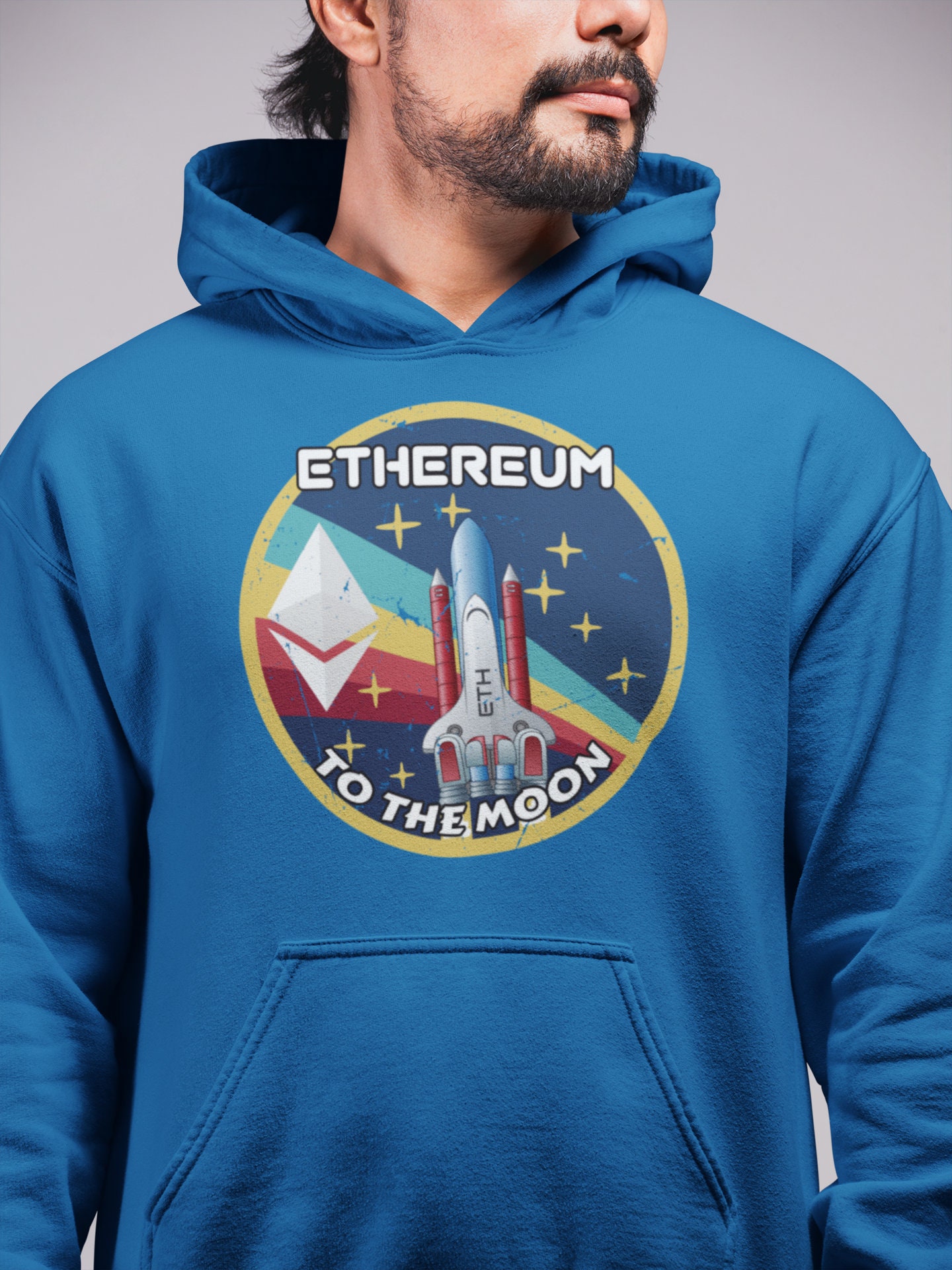 Ethereum Space Badge Hoodie | Ethereum Hoodie | ETH Hooded Sweatshirt |  Cryptocurrency Hoodie