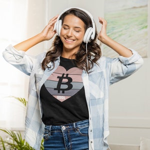 Bitcoin Heart Women&#39;s Short Sleeve Shirt | BTC Crypto tshirt | Cryptocurrency tee | HODL