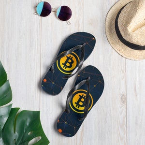 Bitcoin Flip-Flops: Soft Fabric Lined Rubber Sole