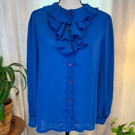 Vintage Ruffle button down blouse, Victorian style