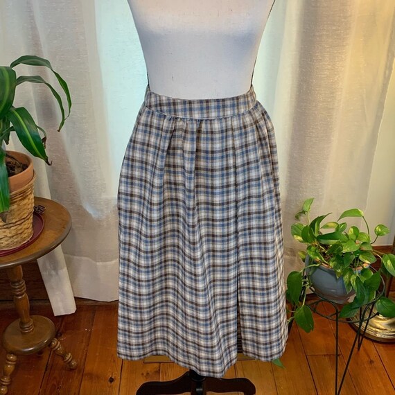 Vintage handmade plaid skirt, handmade plaid circl