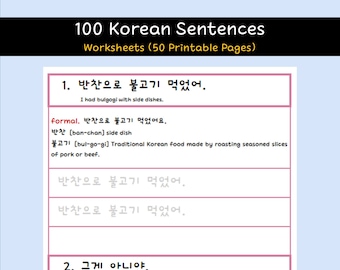 Everyday Korean 100 sentences worksheet