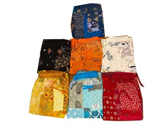 Bulk Bundle: Cozy Handmade Indian Patchwork Harem Pants - Unisex Styles w/ Pockets-Wholesale Comfortable Yoga Trousers- Girls Trousers