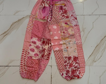 Unisex Patchwork Harem Pants with Pockets – Boho Hippie Beach Yoga Wear