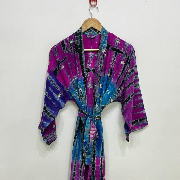 Woman Silk Kimono, Vintage Kimono Robe for Women, Boho Kimono Duster Jacket, Recycled Silk Kimono Robes, Vintage Kimono Robe, Gifts for Wife