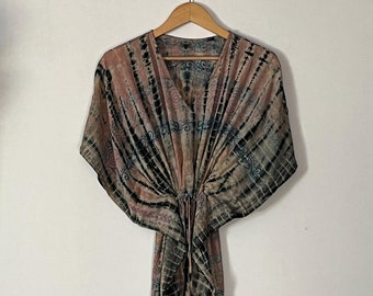 Silk Kaftan, Beach Cover Up For Women, Tie Dye Kaftan, Resort Wear, Vacation Dress, Maxi Dress, Lounge Wear