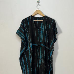 Recycle Crepe Silk Tie Dye Kaftan / Summer Silk Maxi Dress / Luxury Silk Resort Wear Kaftan / Beach Cover Up / Hand Dyed Long Kaftan