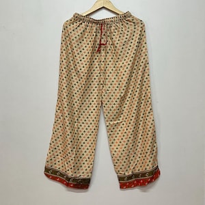 Indian Handmade Silk Palazzo Pant / Bohemian Silk Wide Leg Pant / Hippie Yoga Pant / Comfy Nightwear Pant / Summer Silk Pant