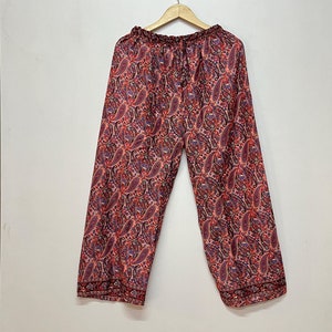 Recycle Silk Palazzo Pant For Women / Handmade Summer Pant / Boho Hippie Wide Leg Pant / Women Silk Yoga Pant / Silk Trouser