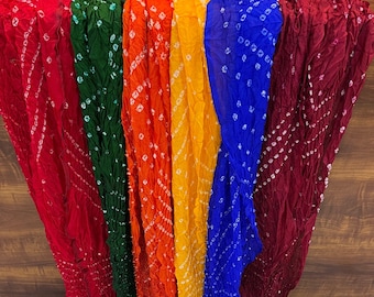 Bandhej Tie Dye Silk Dupatta - Perfect for Weddings Parties and Gifting