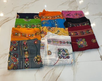 Indian Handmade Cotton Phulkari Dupatta Wholesale Lot - Assorted Colors for Indian Weddings  Guest Gifts