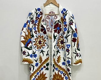 Indian Handmade Embroidery Suzani Jacket for Summer, Winter, Fall Season for Girls-Female-Womens