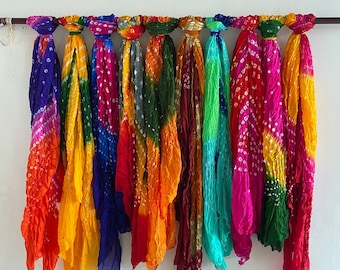 Wholesale Bandhani Silk Tie-Dye Dupatta Scarf - Multicolor - 5 to 100 Pc Lot - Indian Wedding Gift - Rajasthani Bandhej - Party Favor