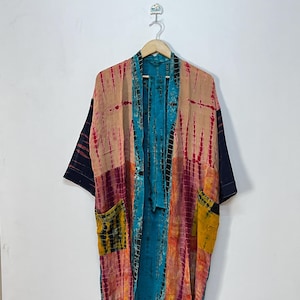 Tie Dye Kimono, Tie Dye Robe, Crepe Silk Tie Dye Kimono Robe, Handmade Kimono Robe, Bridal Robe, Kimono Robe, Ethnic Silk Robe, Tie Dye Robe