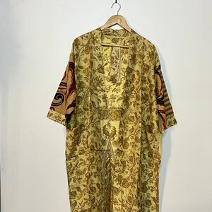 Lightweight Silk Kimono / Handmade Sari Kimono Robe / Summer Silk Kimono Jacket / Open Front Silk Kimono / Lightweight Duster Cardigan