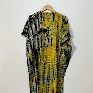 Bohemian Recycled Silk Kaftan / Tie Dye Kaftan for Women / Boho Festival Dress / Women’s Tie Dye Lounge Wear / Silk Beach Cover Up