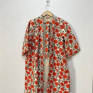 カンタキルト着物、花柄プリントローブ、カンタ花柄着物、ビキニカバーアップ、ビーチカバーアップ、冬用カンタジャケット、ブライダル着物ローブ