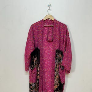 Loose Fit Silk Kimono / Sari Silk Kimono Jacket / Colorful Silk Kimono Robe / Summer Beach Cover Up / Boho Festival Duster
