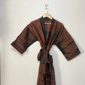 Handmade Silk Patchwork Kimono, Bohemian Lounge Wear Cardigan, Long Silk Duster Robe, Summer Beach Cover Up, Lightweight Coverup