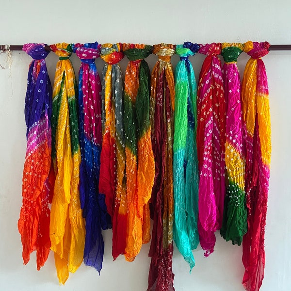 Wholesale Bandhani Silk Tie-Dye Dupatta Scarf - Multicolor - 5 to 100 Pc Lot - Indian Wedding Gift - Rajasthani Bandhej - Party Favor