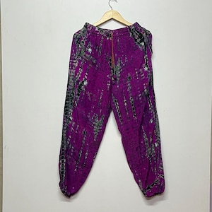 Purple Tie Dye Harem Pants, Handmade Boho Pants, Hippie Trousers, Yoga Lounge Pants, Festival Pants, Colorful Nightwear Pants, Gift For Her
