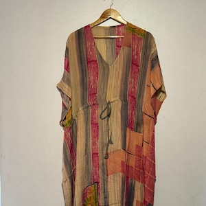 Boho Maxi Kaftan For Women / Crepe Silk Kaftan / Luxury Silk Kaftan Dress / Vacation Beach Cover Up / Silk Lounge Wear For Women