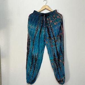 Tie Dye Silk Harem Pants: Unisex Boho Yoga Lounge Trousers