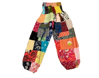 Wholesale Lot Of Indian Handmade Cotton Patchwork Harem Pant With Pockets / Unisex Patchwork Harem Pants / Boho Hippie Summer Yoga Pants