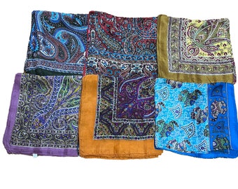 Indian Handmade Pure Silk Square Scarves - Wholesale Lot Assorted Colors and Patterns for Gifts