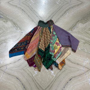 Boho hippie patchwork rok/recycle zijde kleurrijke maxi rok/boho zijde vloeiende rok/zomerkleding festivalrok/strandkleding rok