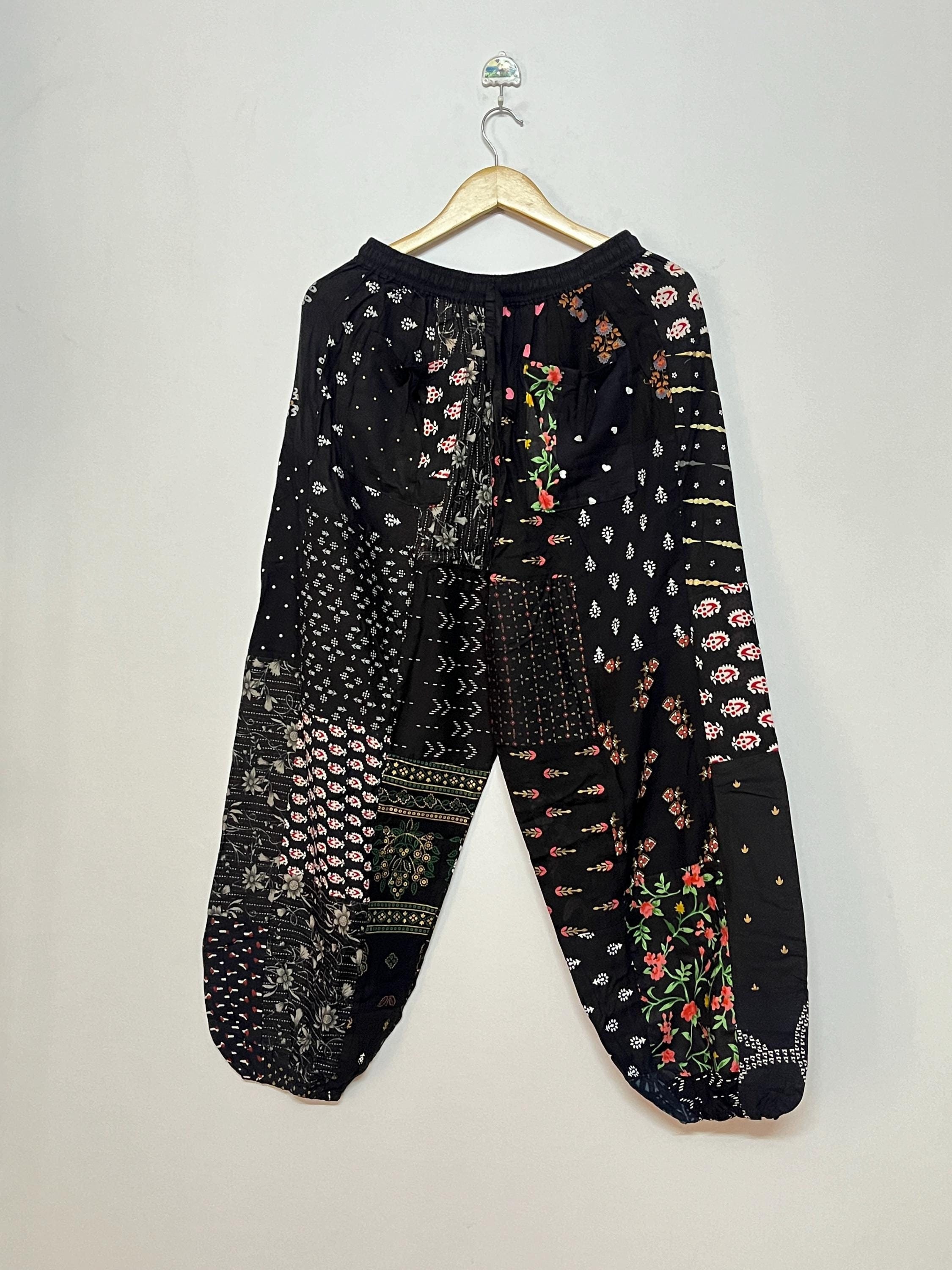 Black Patchwork Harem Pants Boho Harem Pant Unisex Patchwork