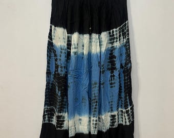 Handmade Rayon Maxi Skirt, Tie Dye Long Skirt For Women, Bohemian Beach Wear Skirt, Festival Clothing