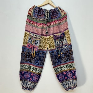 Hippie Boho Harem Pants / Men Women Yoga Baggy Lounge Pants With Adjustable Waist / Comfortable Yoga Trousers / Hippie Festival Baggy Wear