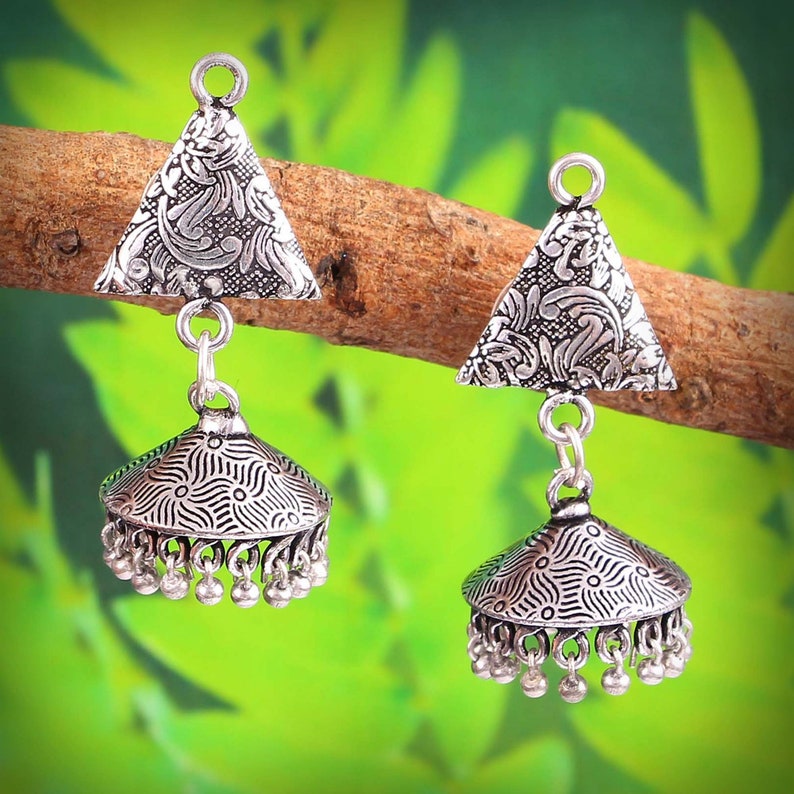 Beautiful Oxidized Plated Silver Earrings Meenakari earrings Boho Jewelry Ethnic Earrings Screw Back Earrings Gift For Her