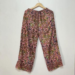 Elegant Silk Floral Palazzo Pants for Women Floral Print Silk Palazzo Trousers - Women&#39;s Style Breezy Floral Silk Palazzo Pants for Women