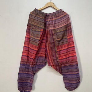 Cotton Harem Pants, Boho Festival Pants, Lounge Wear, Hippie Aladdin Pants, Handmade Elastic Waist Pants, Colorful Yoga Pants