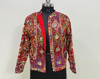 Handmade Banjara Jacket, Indian Cotton Embroidery, Patchwork Bohemian Style