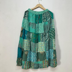 Colorful Patchwork Skirt in Soft Rayon – Effortless Boho Style Boho Patchwork Skirt – Lightweight Rayon for Any Season Boho Rayon Skirt