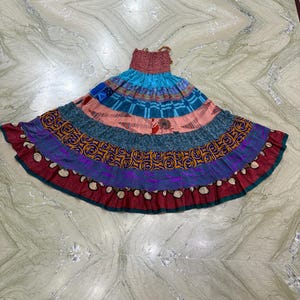 Bohemian Silk Patchwork Skirt / Multicolor Festival Summer Skirt / Boho Hippie Long Maxi Skirt / 2 in 1 Skirt Dress For Women / Gift For Her