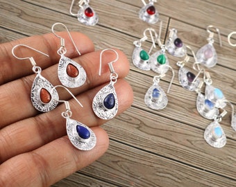 Lot de 3 à 100 boucles d'oreilles en pierres précieuses naturelles oxydées faites à la main avec un assortiment de boucles d'oreilles en pierre, lot de boucles d'oreilles pour usage quotidien, bijoux oxydés