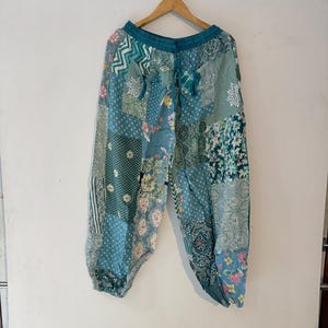 Patchwork Rayon Harem Pants | Handmade Boho Hippie Trousers | Loose Yoga Pants | Casual Summer Beach Wear