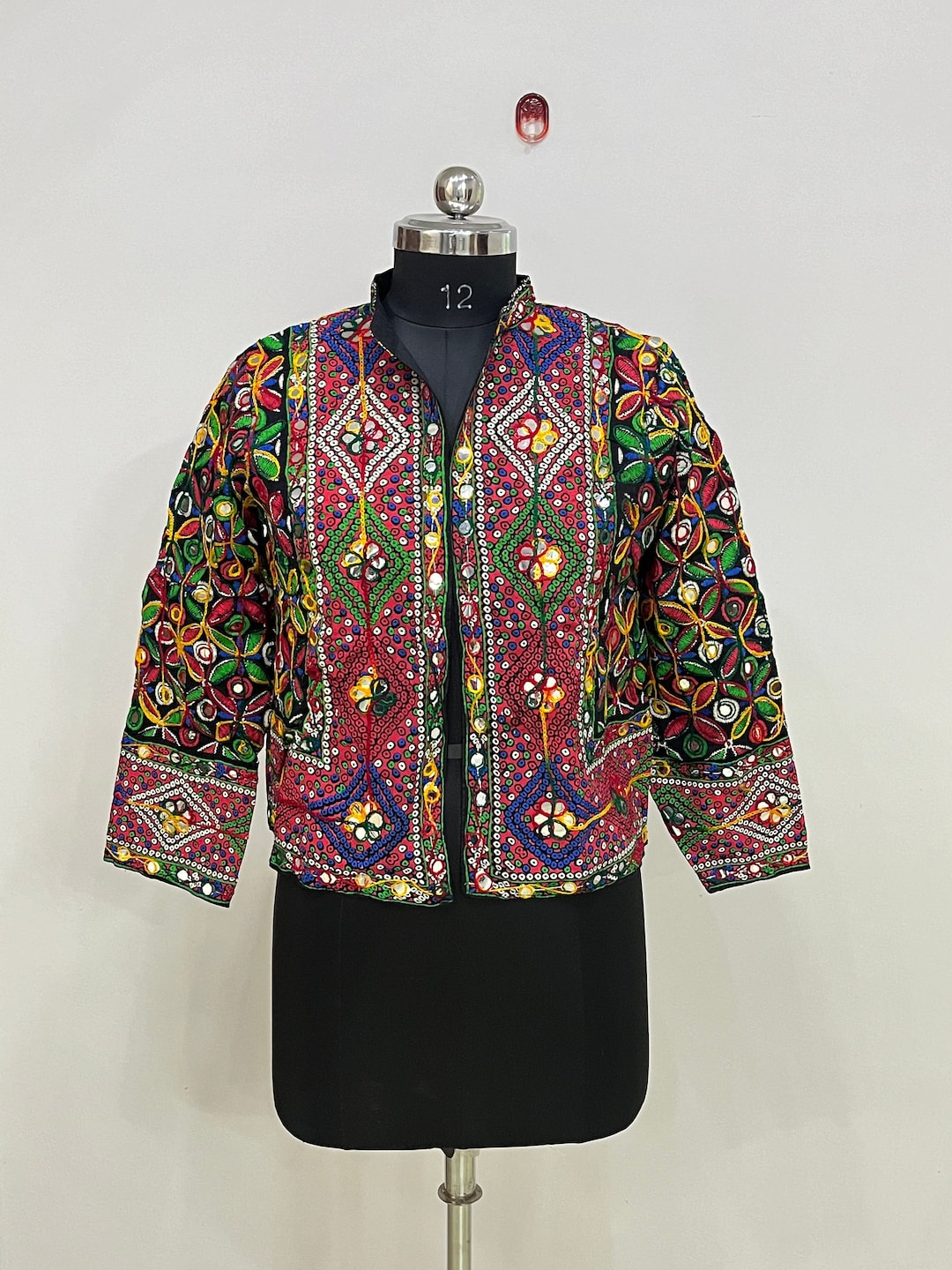 Indian Vintage Mirror Work Jacket for Women, Handmade