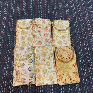 Indian Handmade Women's Embroidered Mobile Cover / Wholesale Lot Of Mobile Pouch Bag / Indian Wedding Gift / Gift For Guests image 6